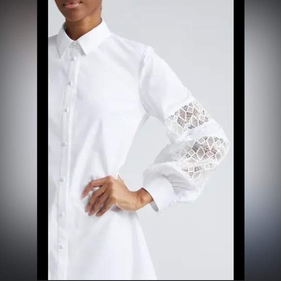 Lela Rose Tops - Pearl by Lela Rose Lace Inset Long Sleeve Blouse, size 4